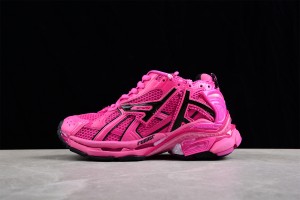 Balenciaga Runner Sneaker in dark pink and black mesh and nylon 677402-W3RB2-5510