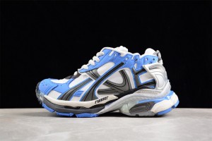 Balenciaga Runner Sneaker in blue, white and grey nylon and suede-like fabric