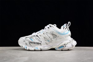 Balenciaga Track Sketch Sneakers in white, black, and blue double foam and mesh