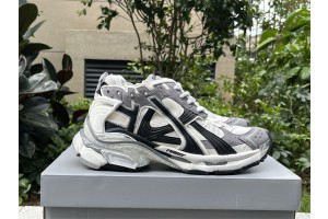 Balenciaga Runner Sneaker in grey, white and black nylon and suede-like fabric