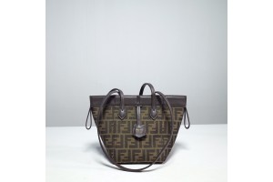 Fendi Origami mini Brown FF jacquard fabric mini bag that can be transformed