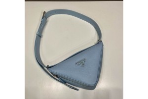 Prada Triangle leather shoulder bag - Light Blue PRDBG-0012