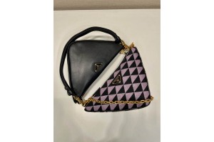 Prada Symbole Leather and Fabric bag Purple - Black PRDBG-0021