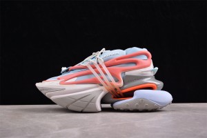 Balmain Neoprene and leather Unicorn low-top sneakers - Light Blue - Orange - Grey BLNLU-007